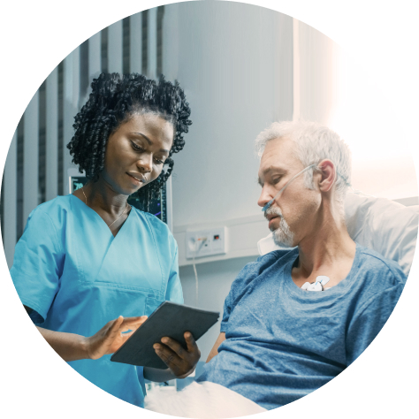 Chest monitor on patient with doctor at hospital