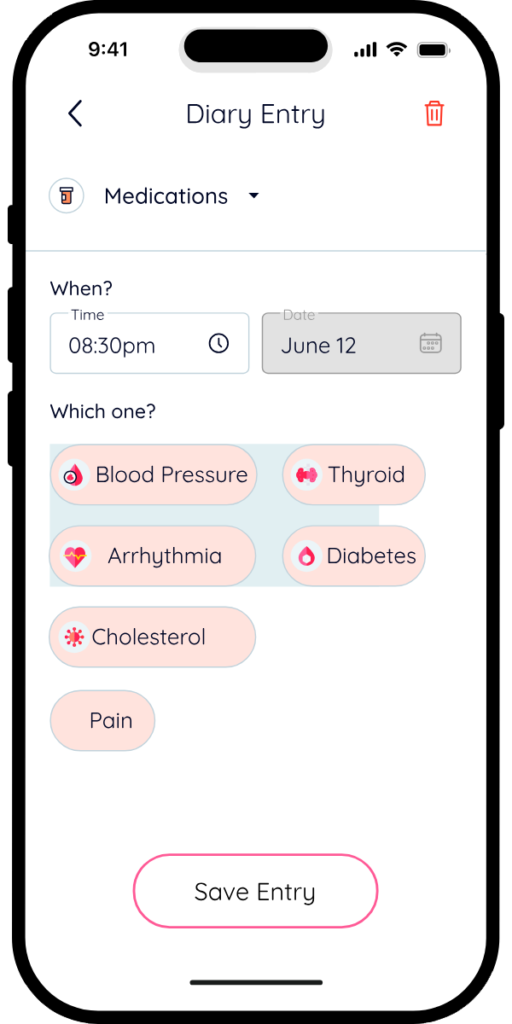 biobeat diary screen