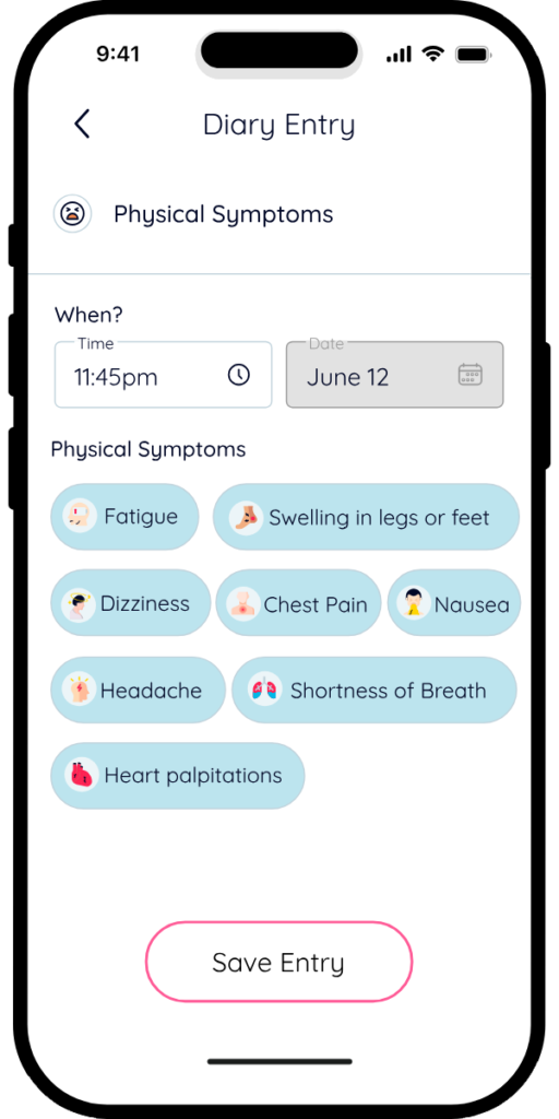biobeat diary screen